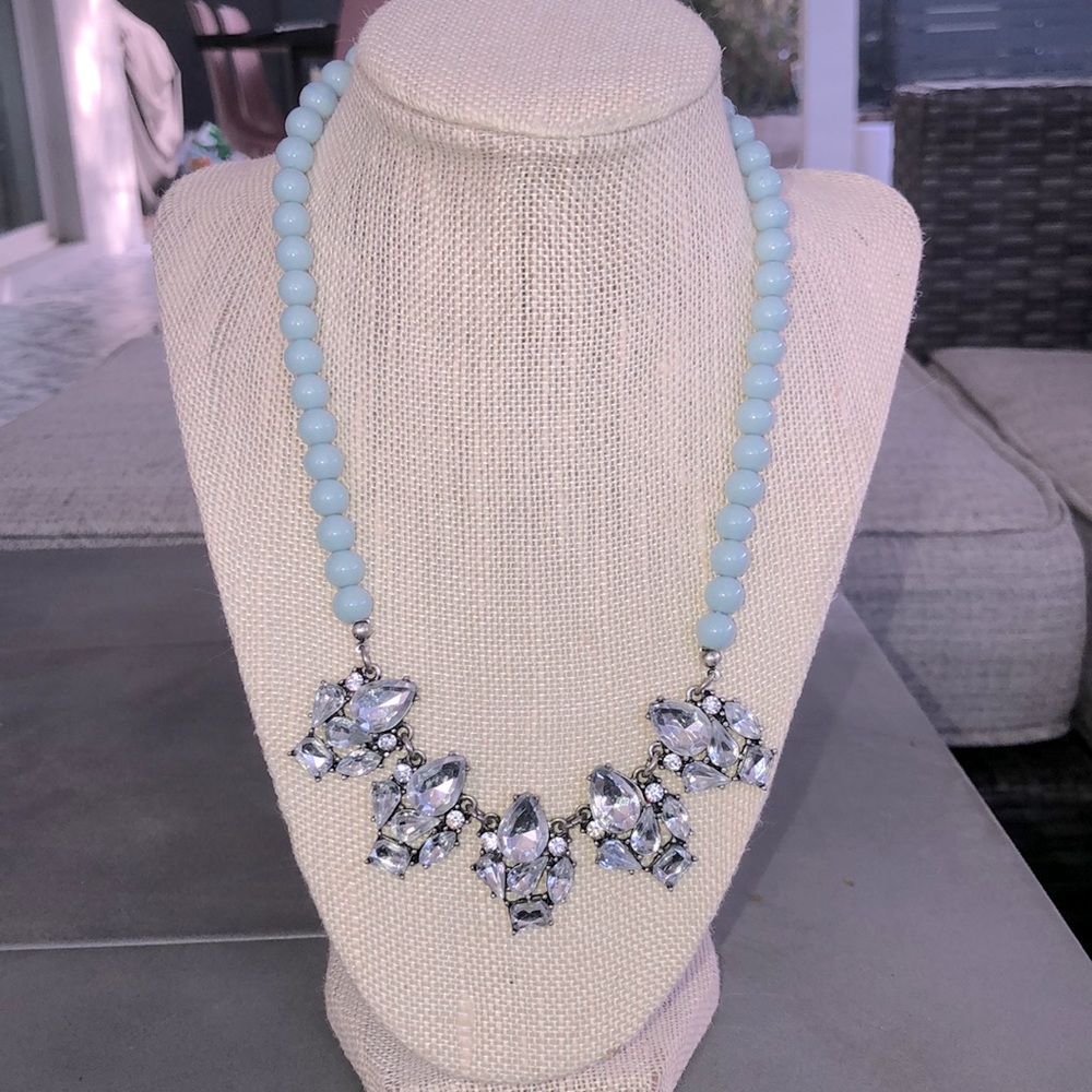 Baby blue beaded rhinestone Ann Taylor LOFT necklace